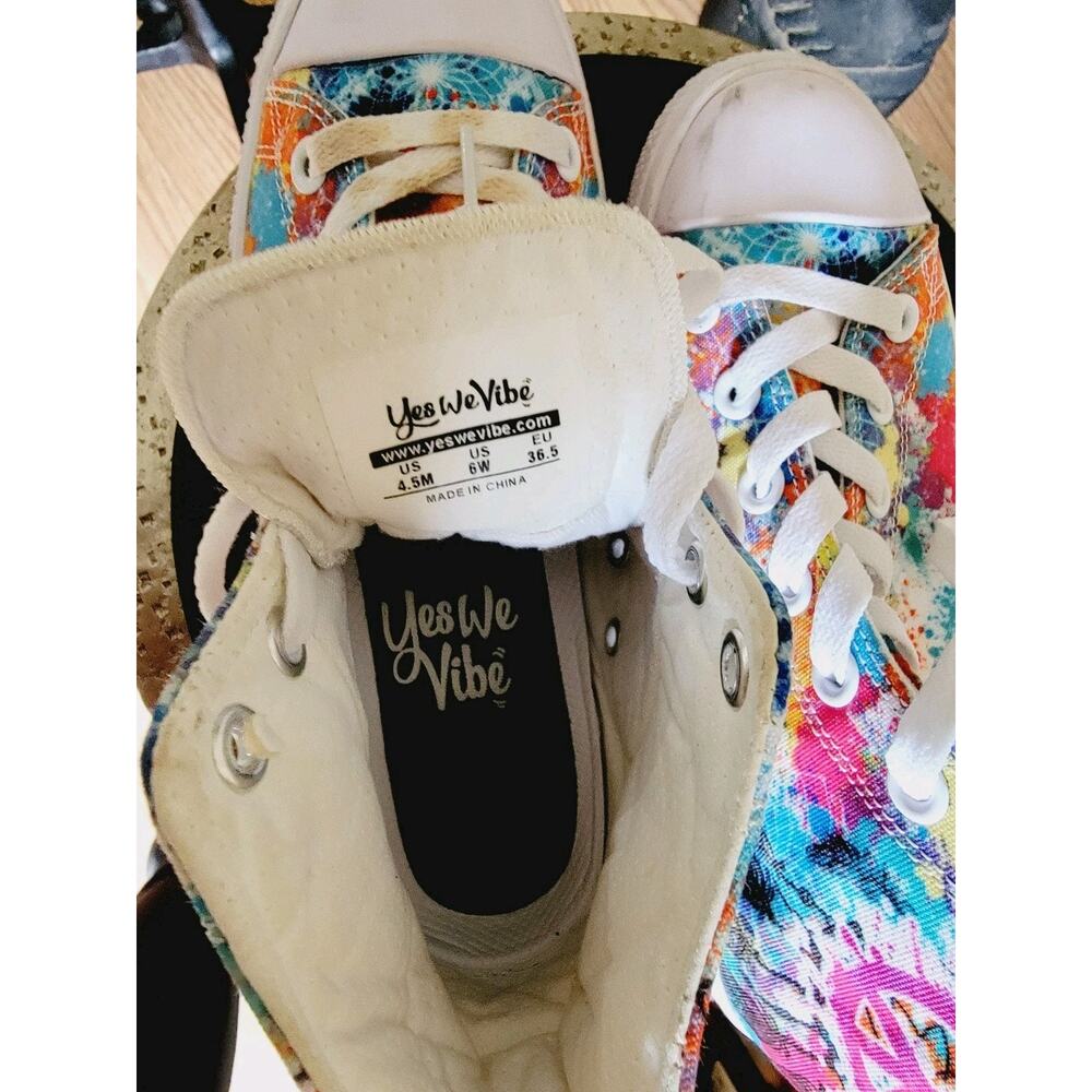 Yes We Vibe High Top Unisex Canvas Athletic Sneakers Tie Dye Womens 6 Men 4.5 - Picture 7 of 11